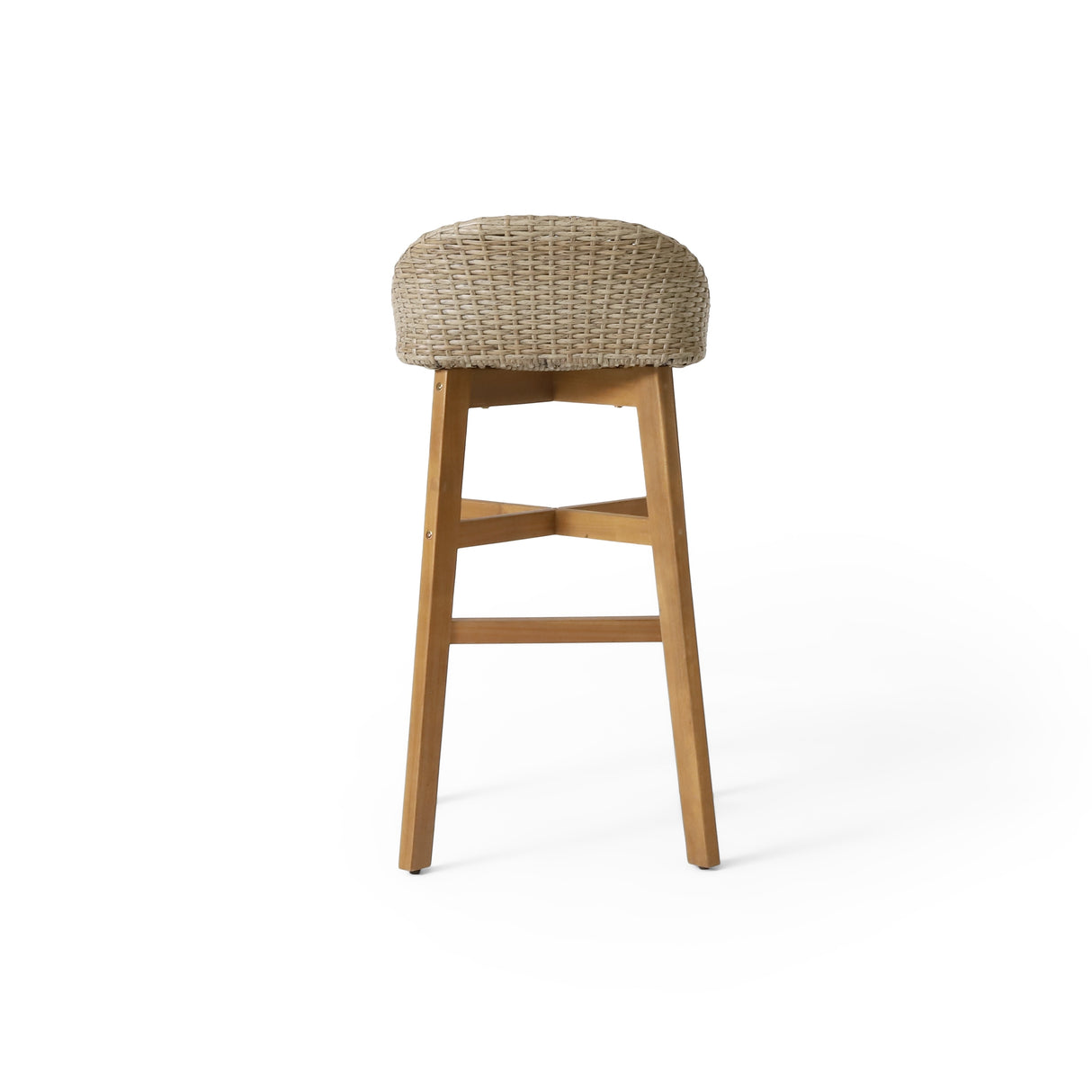Cayuga Wicker and Acacia Wood Outdoor Barstools by Christopher Knight Home