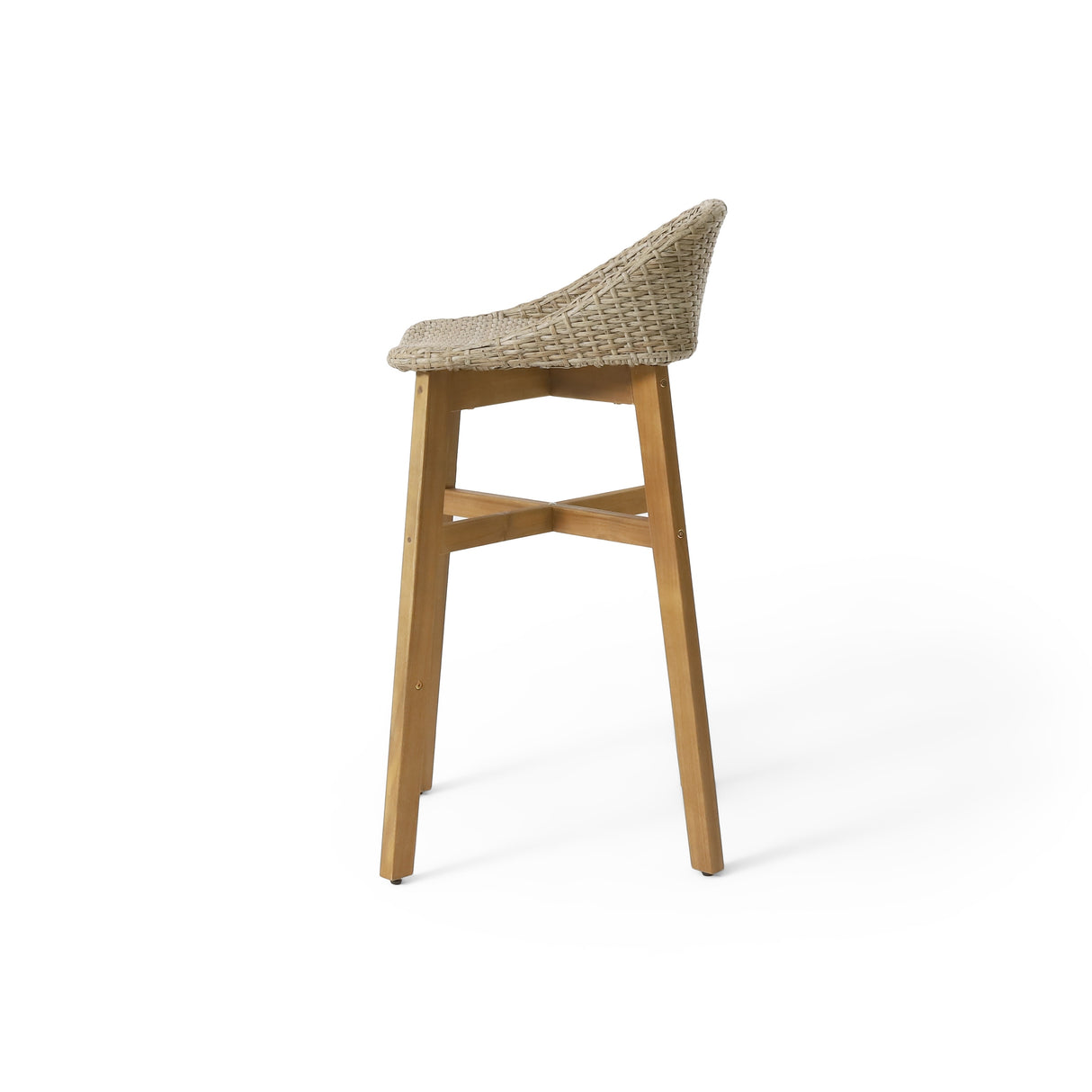 Cayuga Wicker and Acacia Wood Outdoor Barstools by Christopher Knight Home