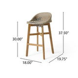 Cayuga Wicker and Acacia Wood Outdoor Barstools by Christopher Knight Home