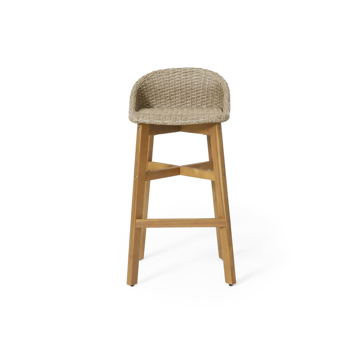 Cayuga Wicker and Acacia Wood Outdoor Barstools by Christopher Knight Home