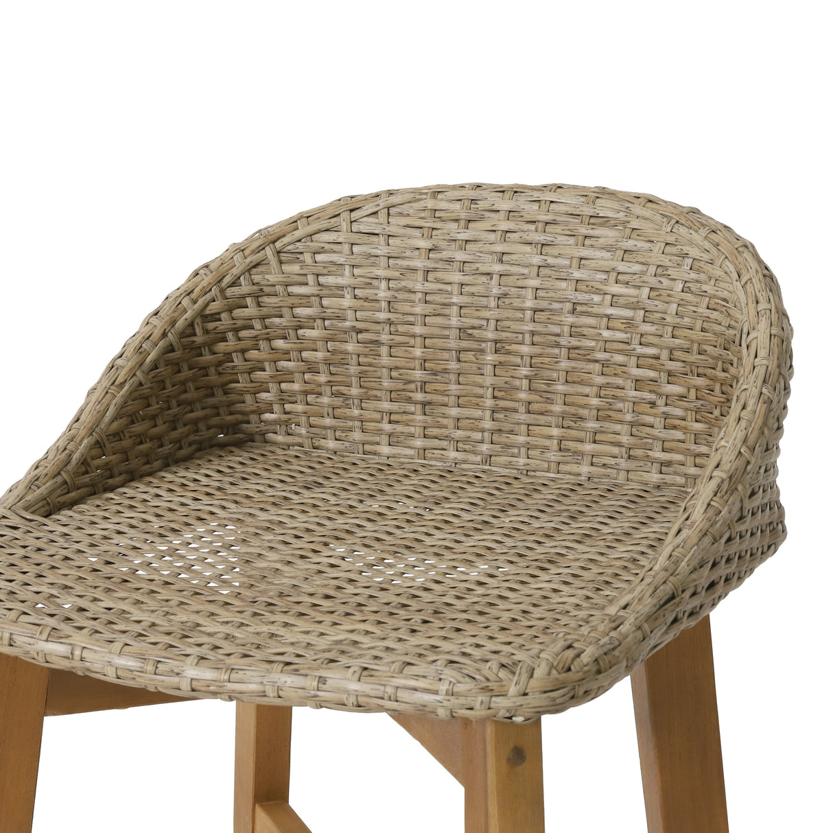 Cayuga Wicker and Acacia Wood Outdoor Barstools by Christopher Knight Home