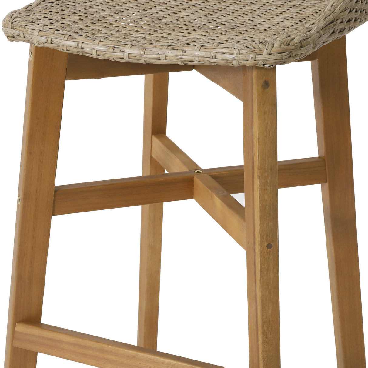 Cayuga Wicker and Acacia Wood Outdoor Barstools by Christopher Knight Home