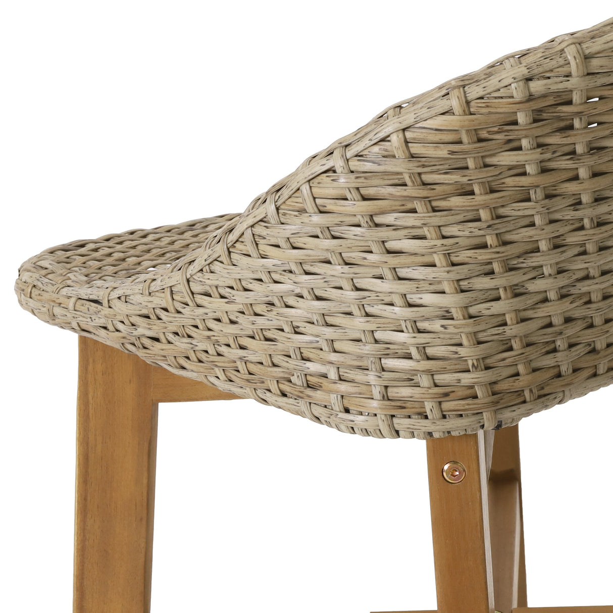 Cayuga Wicker and Acacia Wood Outdoor Barstools by Christopher Knight Home