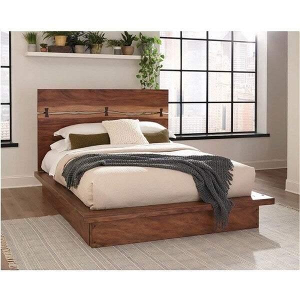 Cecelia Smokey Walnut with Coffee Bean Finish Wood Platform Bed