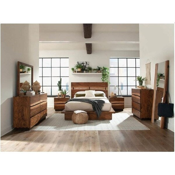 Cecelia Smokey Walnut with Coffee Bean Finish Wood Platform Bed