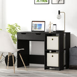 Cedar Falls Wood Lift Top Study Desk with 2 Cubbies, Black Oak