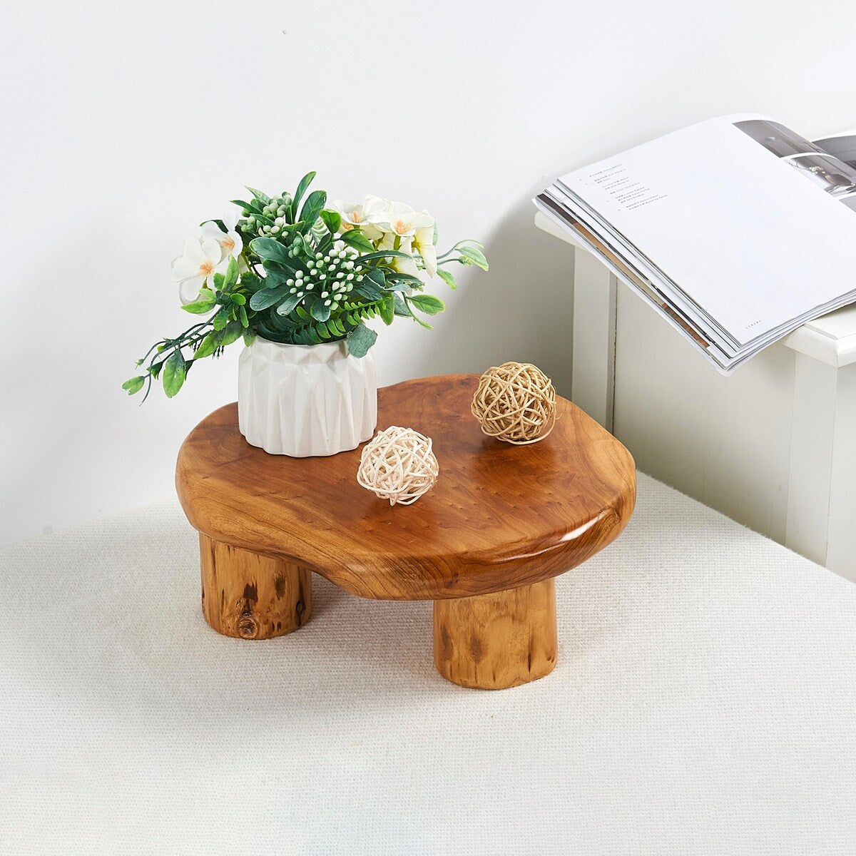 Cedar Roots Serving Stand Farmhouse wood pedestal stand plant holder
