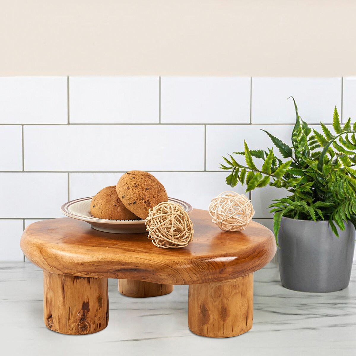 Cedar Roots Serving Stand Farmhouse wood pedestal stand plant holder