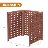 Cedar Wood Outdoor 3 Panels Privacy Fence Screen, Air Conditioner Fence, Trash Enclosure
