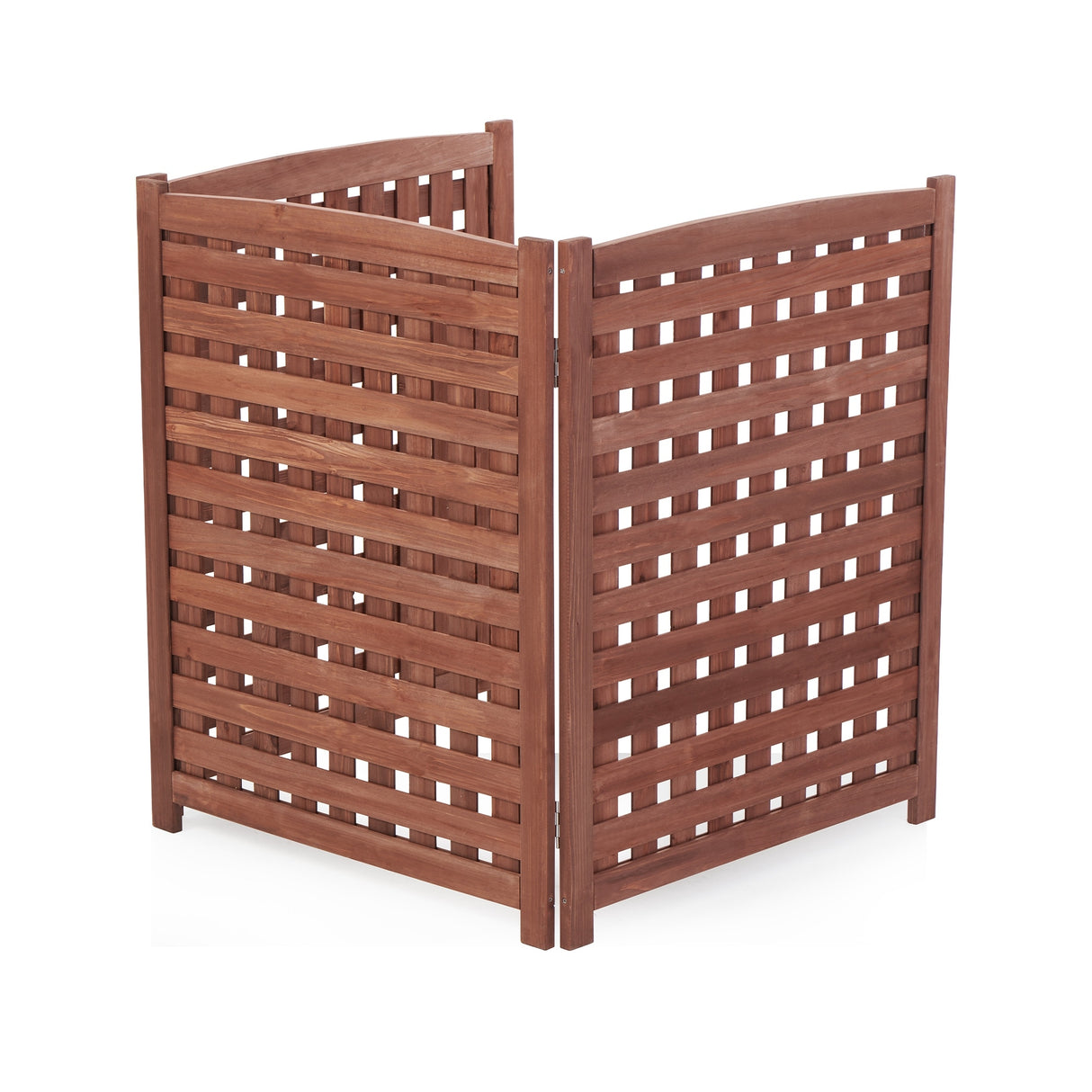 Cedar Wood Outdoor 3 Panels Privacy Fence Screen, Air Conditioner Fence, Trash Enclosure