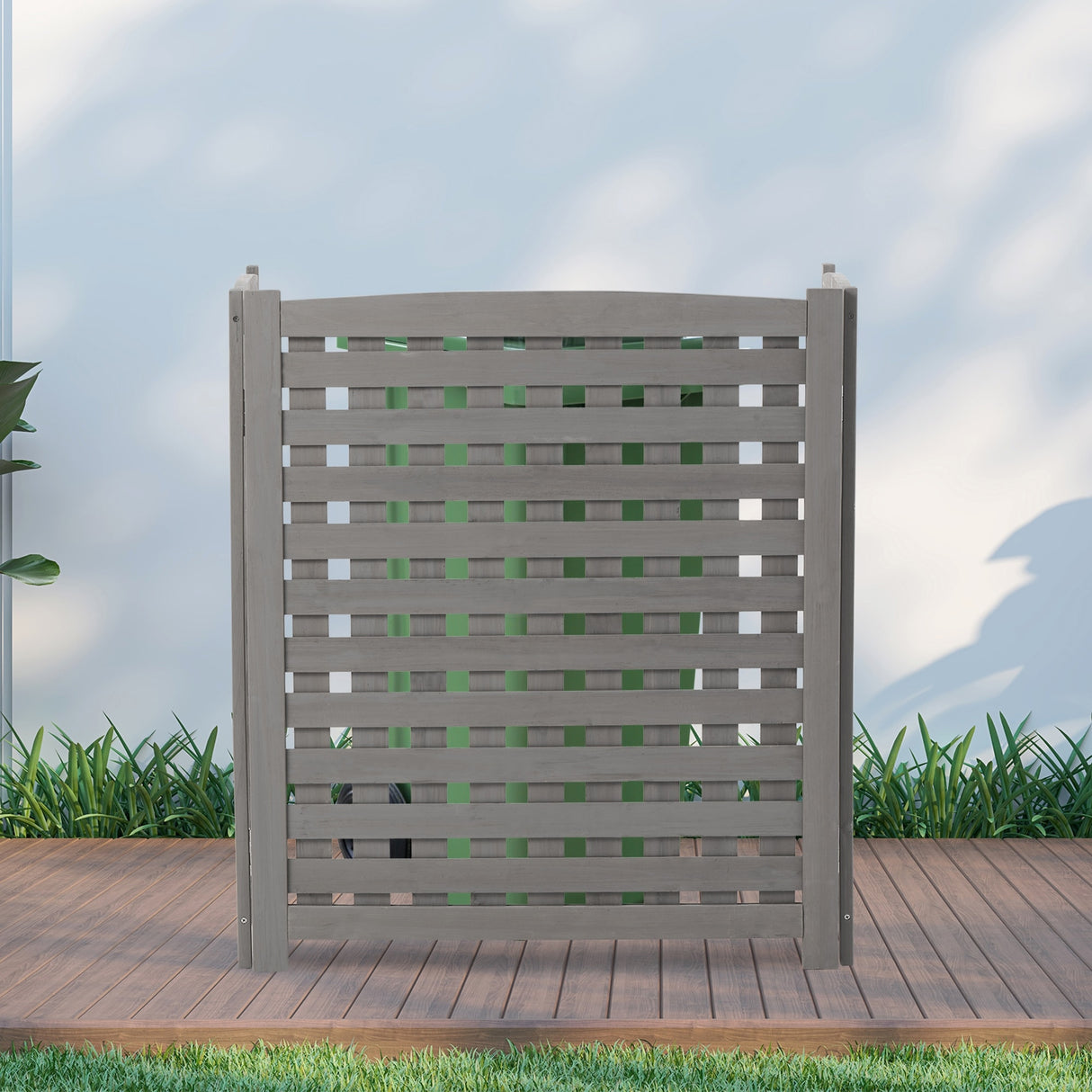 Cedar Wood Outdoor 3 Panels Privacy Fence Screen, Air Conditioner Fence, Trash Enclosure