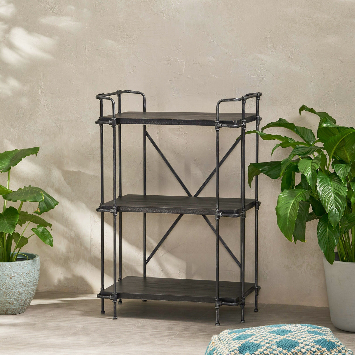 Cedarburg Outdoor Industrial 3 Shelf Firwood Bookcase by Christopher Knight Home - 27.25" W x 17.00" D x 40.75" H