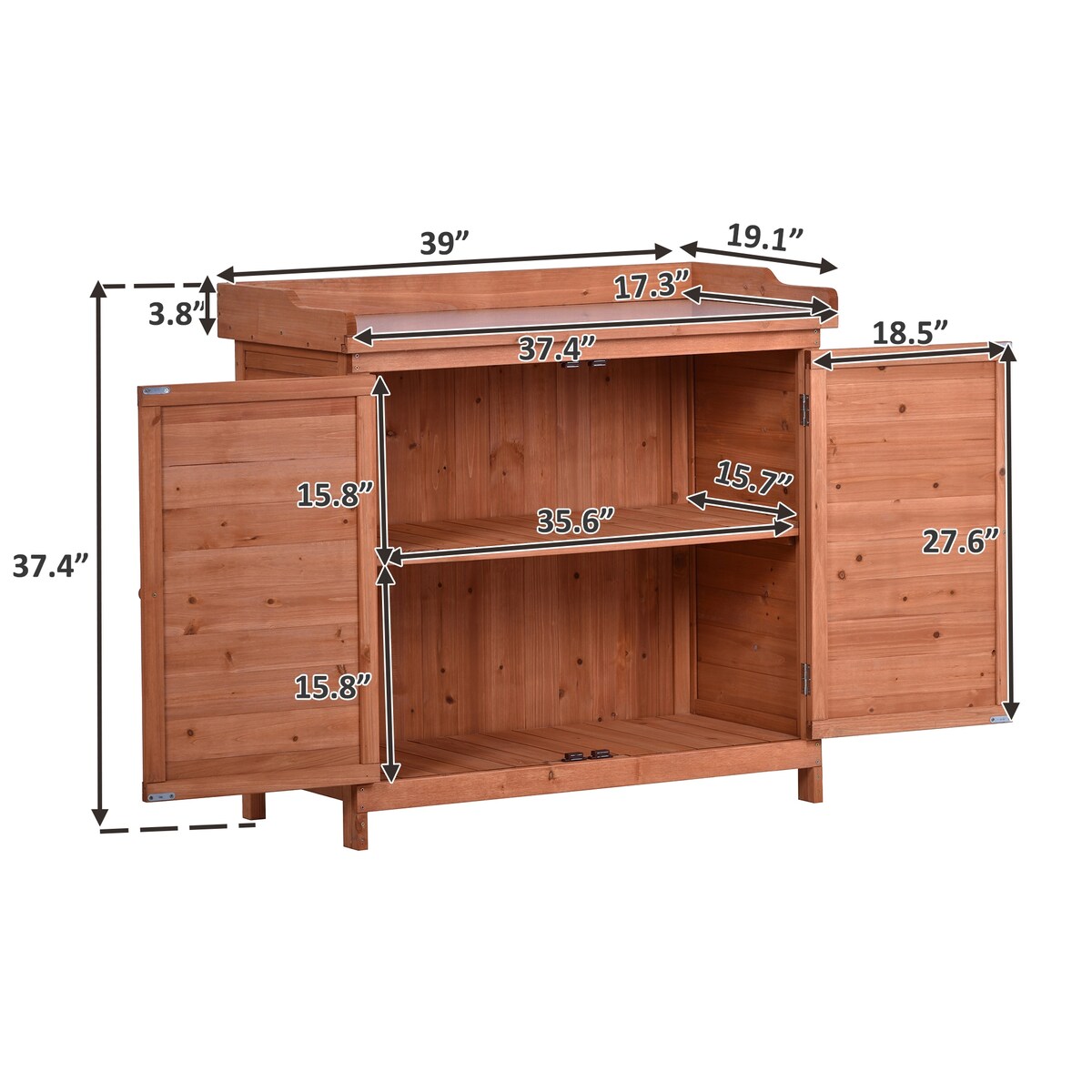 Cedie Garden Potting Table Work Bench Station Planting with Side Hook - 38x19.1x37.4inch(LXWXH)