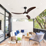 Ceiling Fan Without Light 3 Solid Wood Blade with DC Motor Remote Control