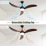 Ceiling Fan Without Light 3 Solid Wood Blade with DC Motor Remote Control