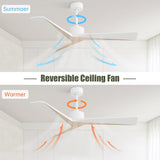 Ceiling Fan Without Light 3 Solid Wood Blade with DC Motor Remote Control