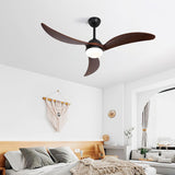 Ceiling Fan Without Light 3 Solid Wood Blade with DC Motor Remote Control