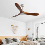 Ceiling Fan Without Light 3 Solid Wood Blade with DC Motor Remote Control