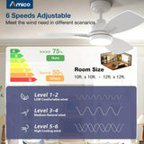 Ceiling Fans with Lights, 36 inch Ceiling Fan with Light,Reversible,3CCT,Dimmable,Noiseless,Small White Ceiling Fan