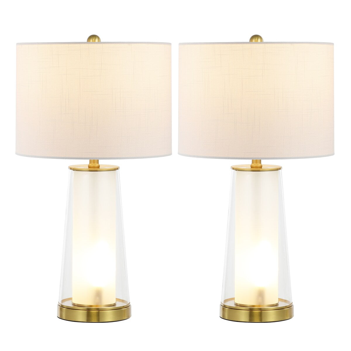 Celerie 26" Modern Minimalist Glass/Iron Nightlight LED Table Lamp, (Set of 2) by JONATHAN Y