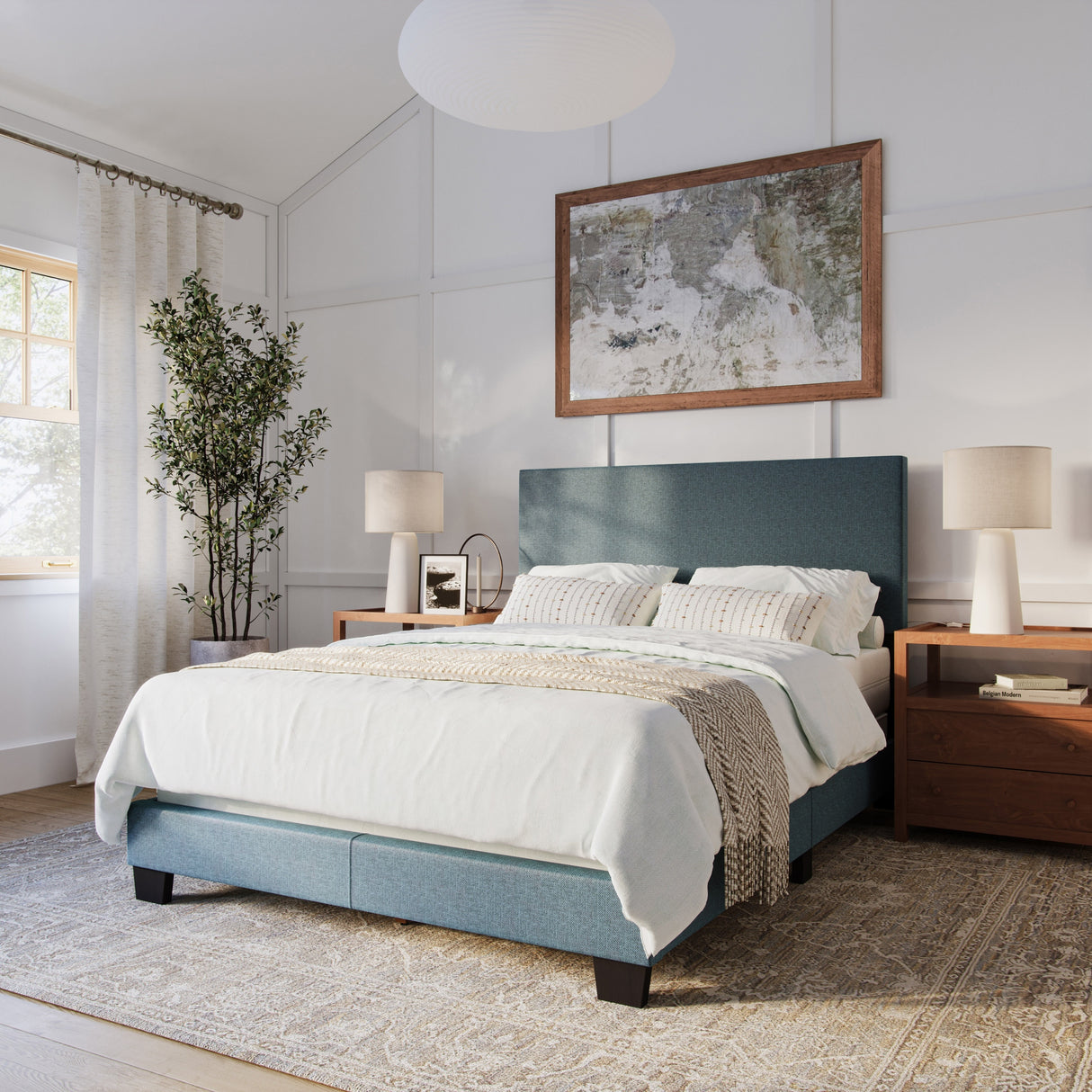 Celeste Modern Upholstered Bed, Box Spring Required