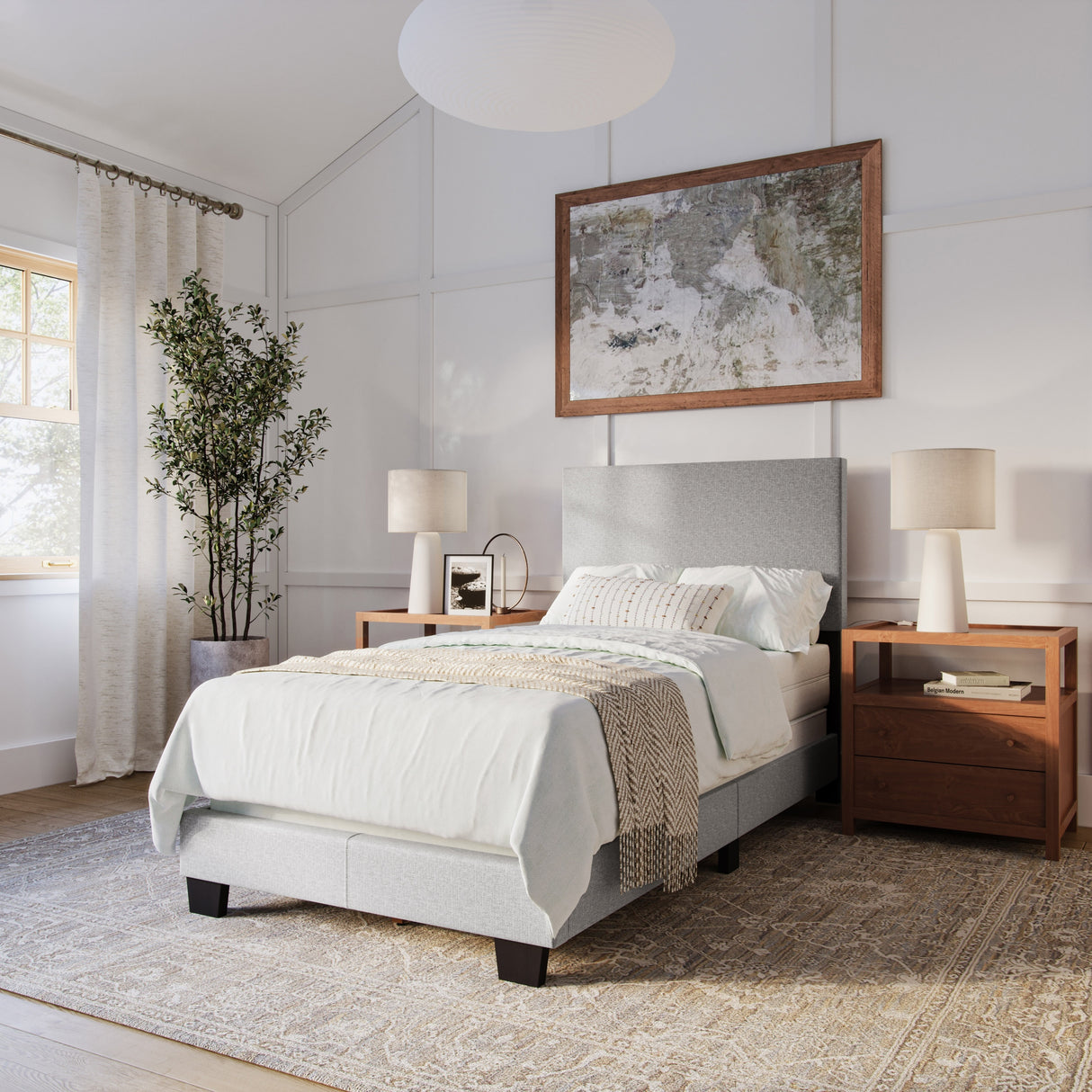 Celeste Modern Upholstered Bed, Box Spring Required