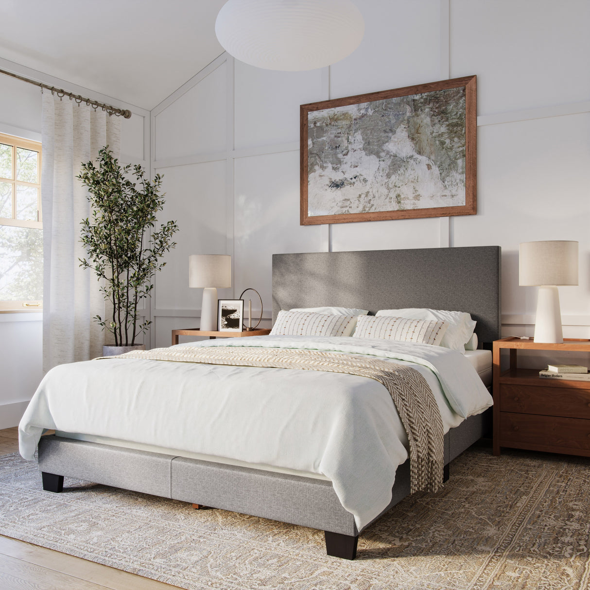 Celeste Modern Upholstered Bed, Box Spring Required