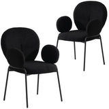 Celestial Boucle Upholstered Iron Dining Chairs Set of 2 by LeisureMod