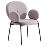 Celestial Boucle Upholstered Iron Dining Chairs Set of 2 by LeisureMod