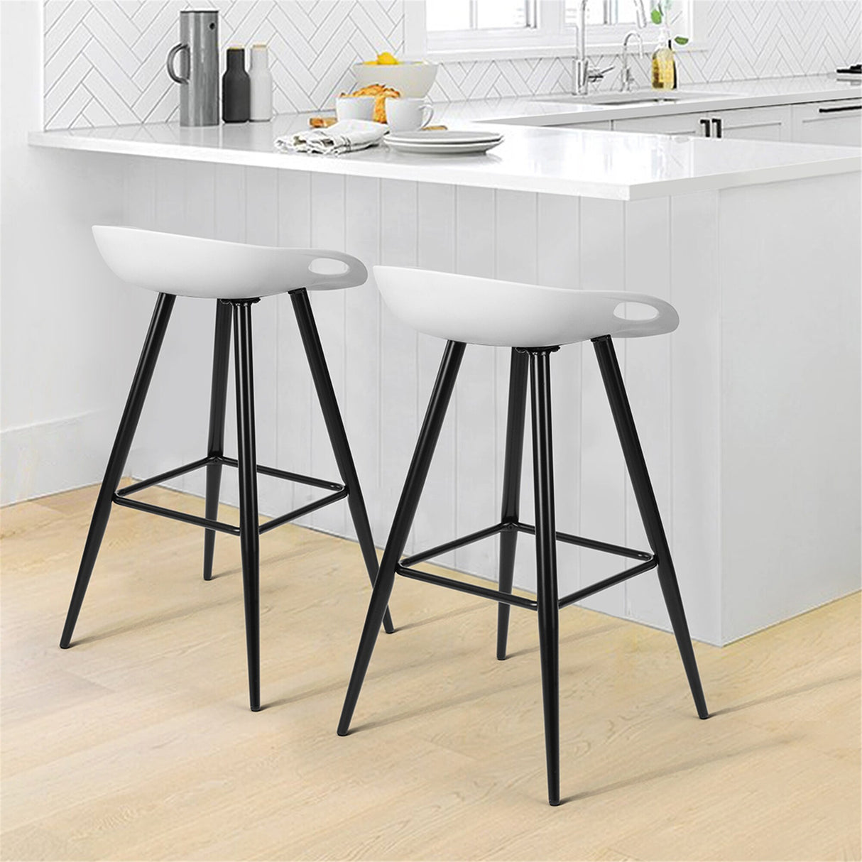 White Bar & Counter Stool(Set of 2)