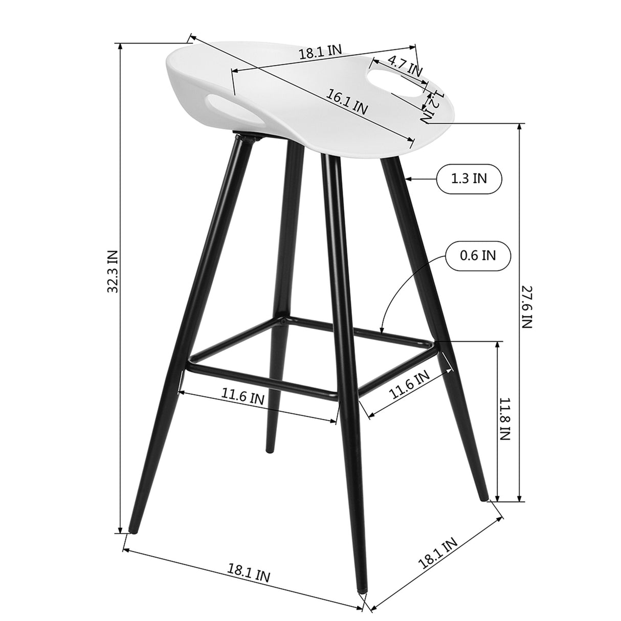 White Bar & Counter Stool(Set of 2)