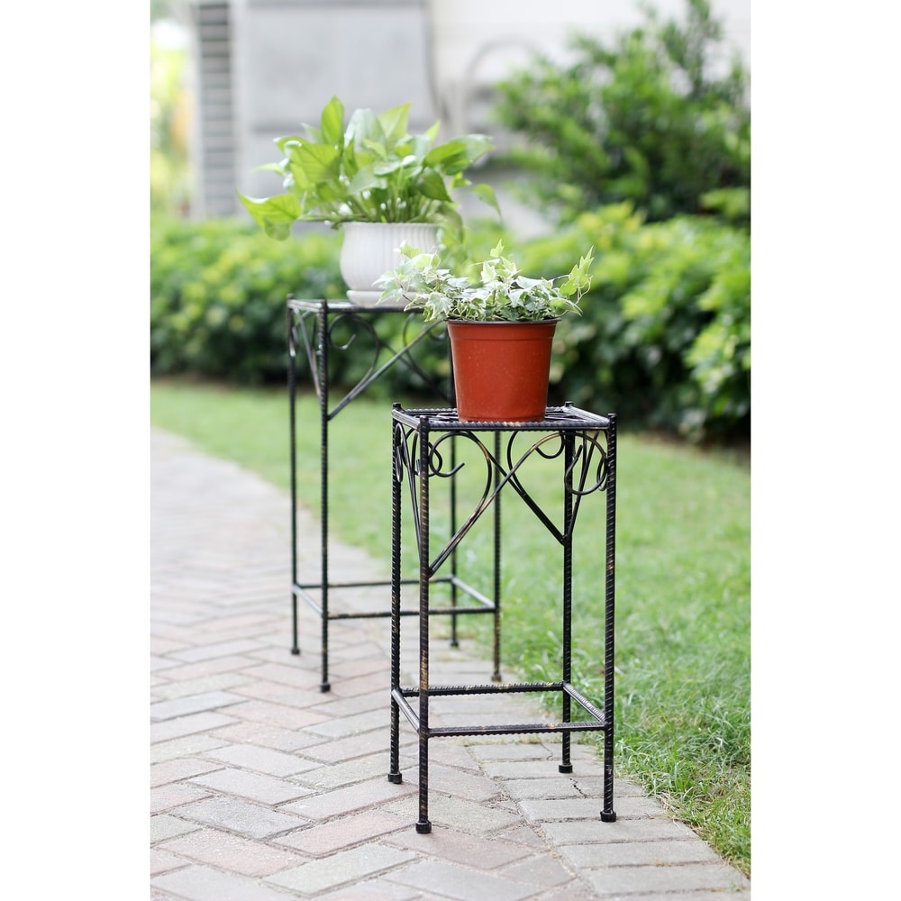Celtiv Clover Square Cast Iron Plant Stand Set of 2