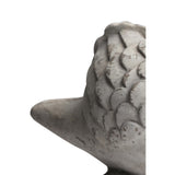 Cement Bird Figurine Sitting on a Hollow Rock, Large, Distressed Gray
