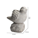 Cement Bird Figurine Sitting on a Hollow Rock, Large, Distressed Gray