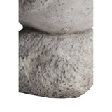 Cement Bird Figurine Sitting on a Hollow Rock, Large, Distressed Gray