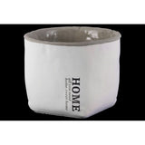 Cement Low Round Tapered Bottom Flower Pot In Rough Concrete Finish, Gray