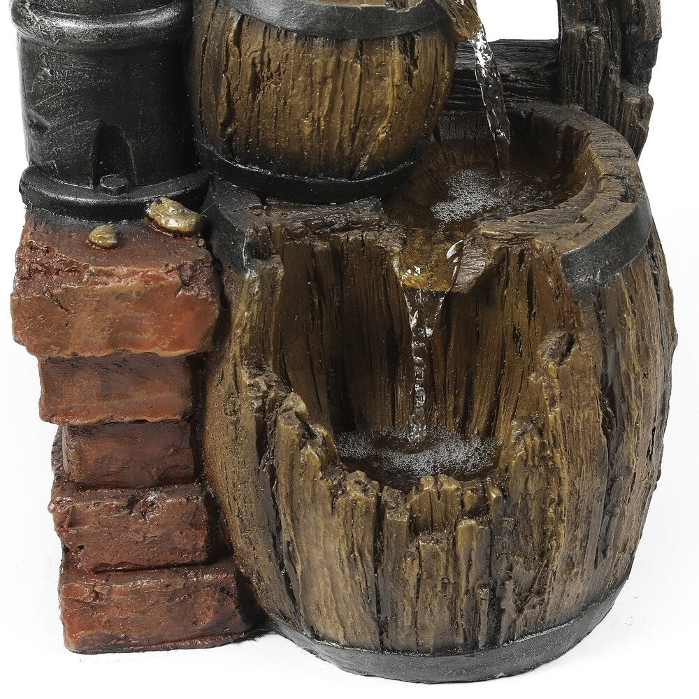 Cement Water Wheel and Pump Patio Fountain