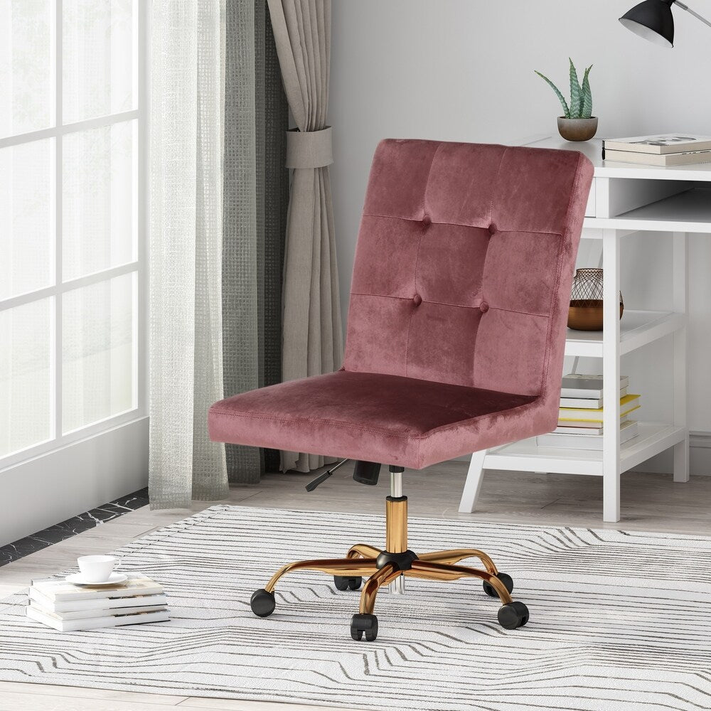 Centennial Glam Tufted Fabric Home Office Chair with Swivel Base by Christopher Knight Home - N/A