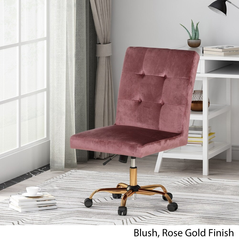 Centennial Glam Tufted Fabric Home Office Chair with Swivel Base by Christopher Knight Home - N/A