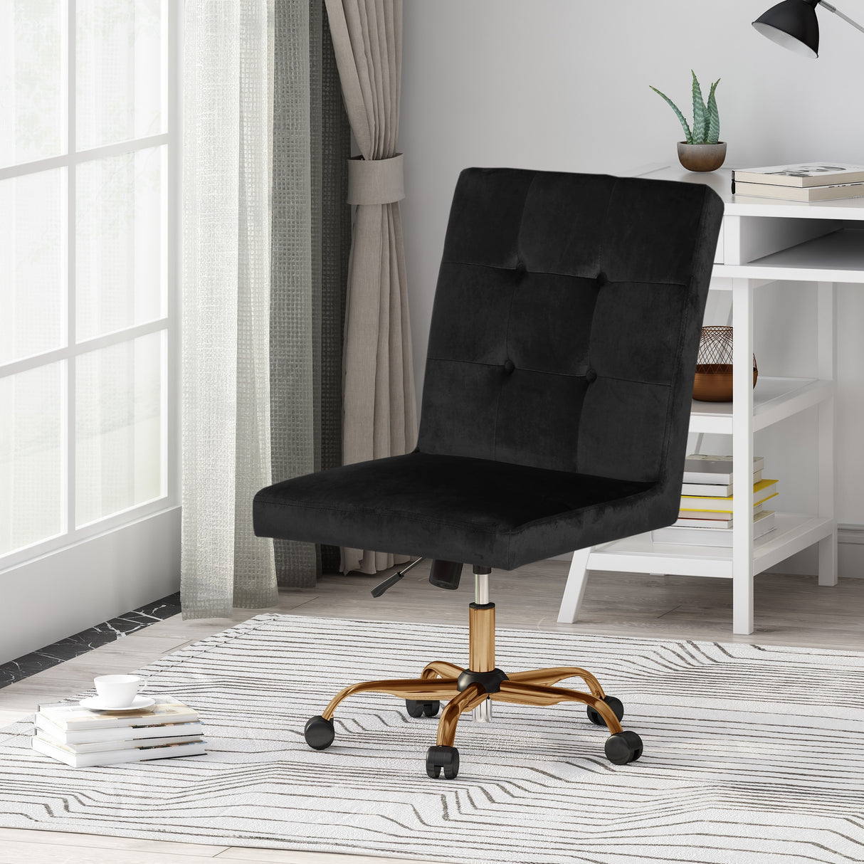 Centennial Glam Tufted Velvet Office Chair by Christopher Knight Home - N/A