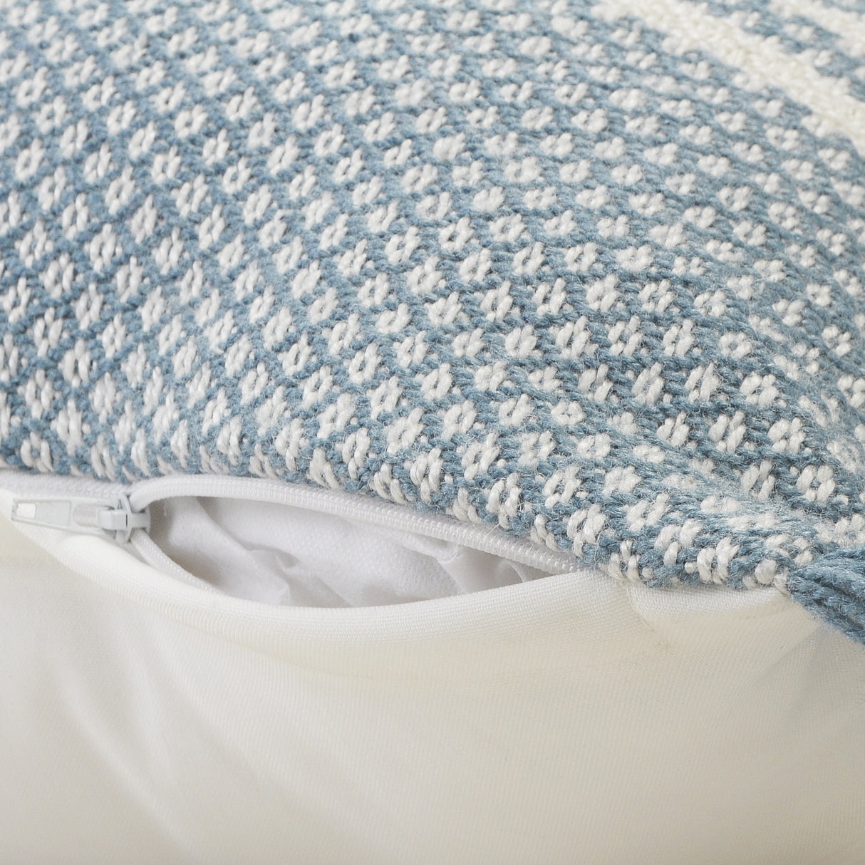 Sevita Centered Stripes Woven Throw Pillow with Fringe