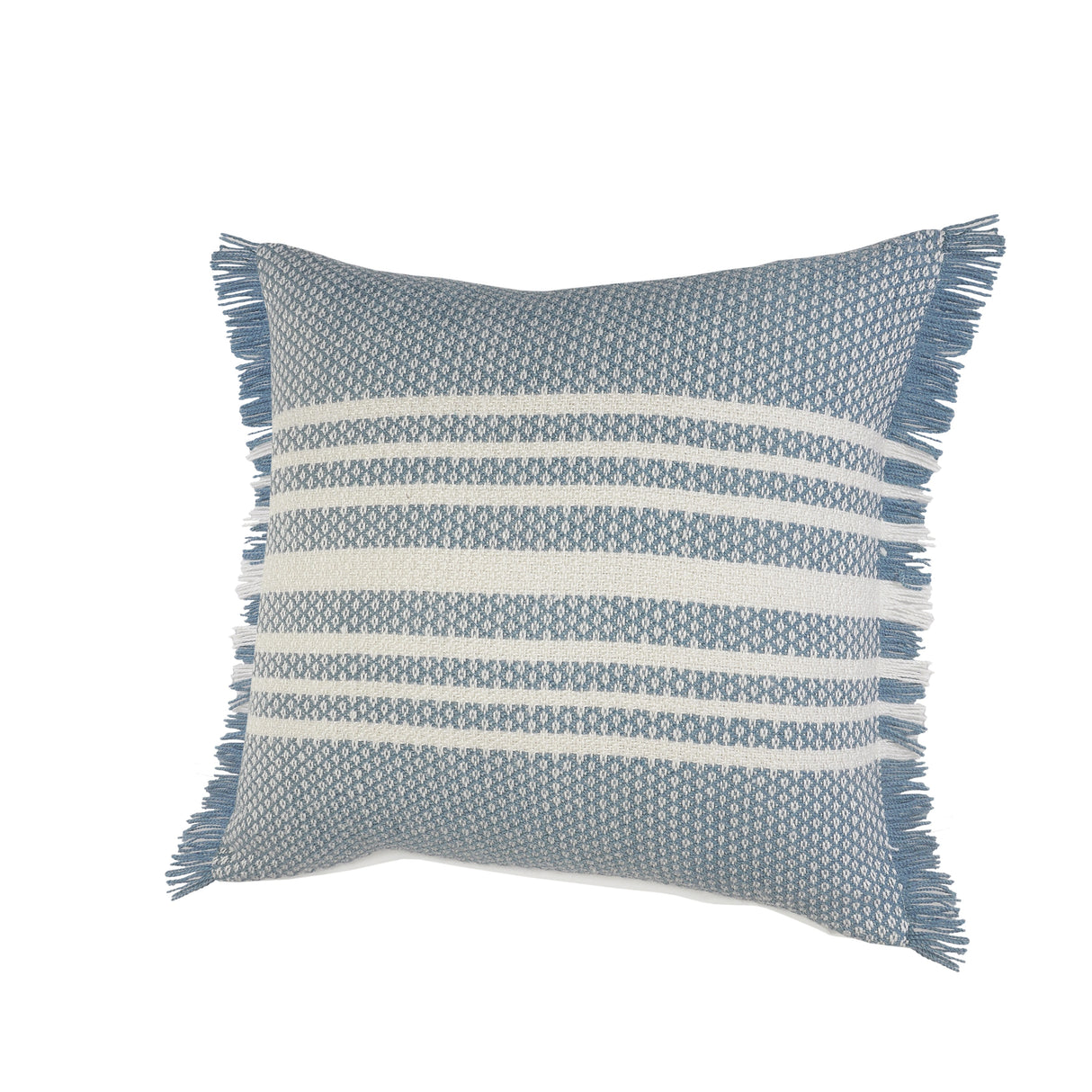 Sevita Centered Stripes Woven Throw Pillow with Fringe