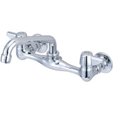 Central Brass Two Handle Wallmount Kitchen Faucet, 6" Tube Swivel Spout, - Chrome