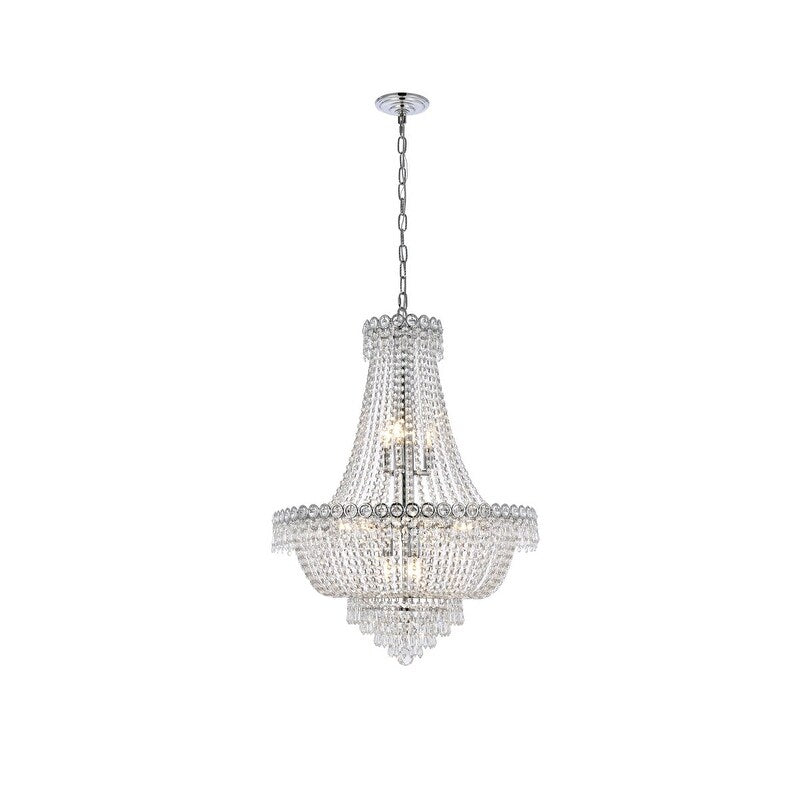 Century 12 light Chrome Chandelier Clear Royal Cut Crystal - Exact Size