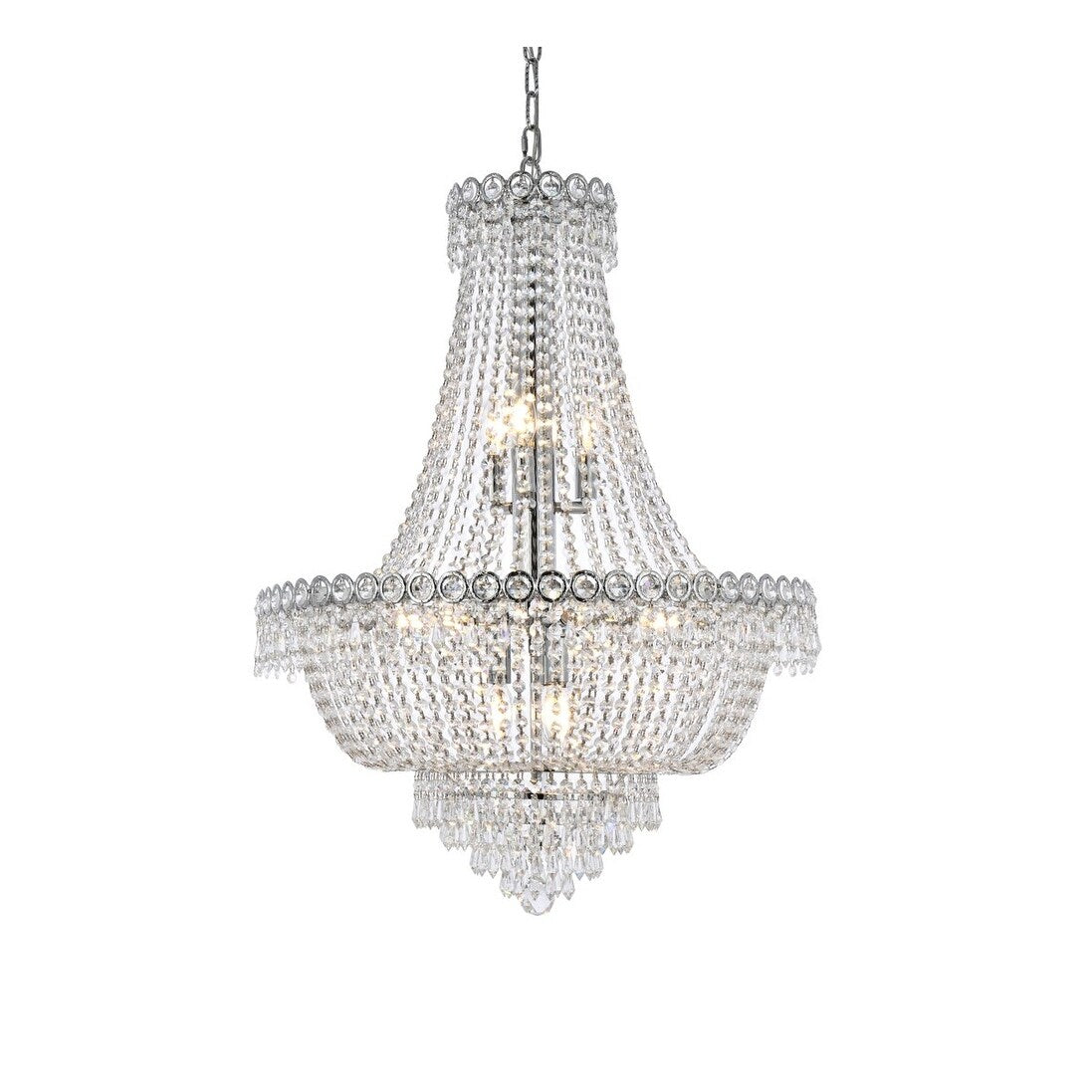 Century 12 light Chrome Chandelier Clear Royal Cut Crystal - Exact Size