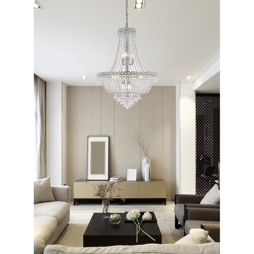 Century 12 light Chrome Chandelier Clear Royal Cut Crystal - Exact Size