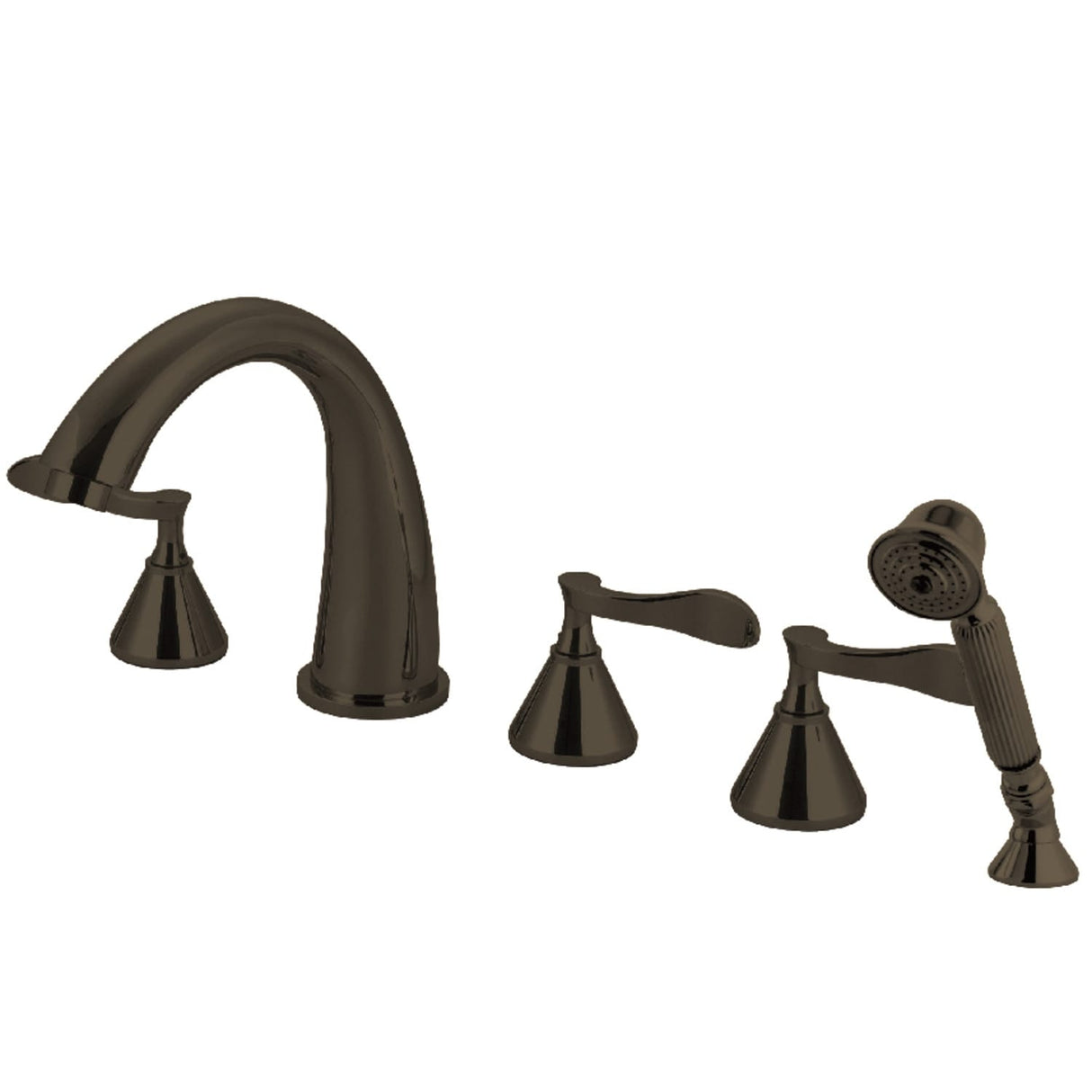 Kingston Brass Century 5-Hole Deck Mount Roman Tub Faucet with Hand Shower