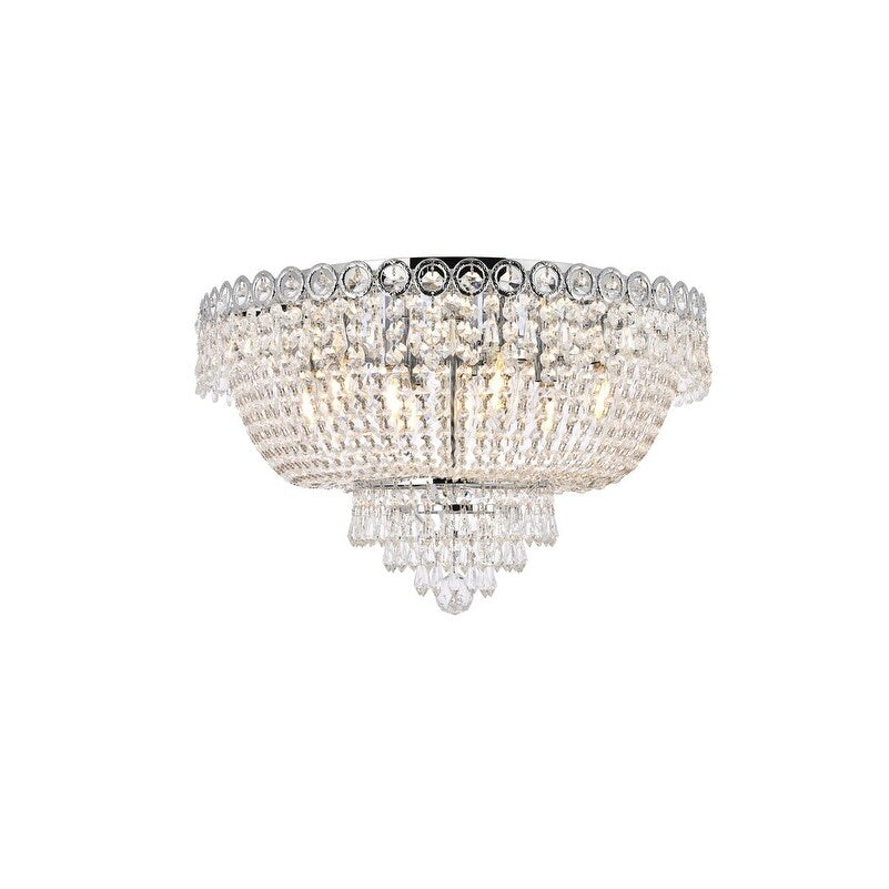 Century 9 light Chrome Flush Mount Clear Royal Cut Crystal - Exact Size