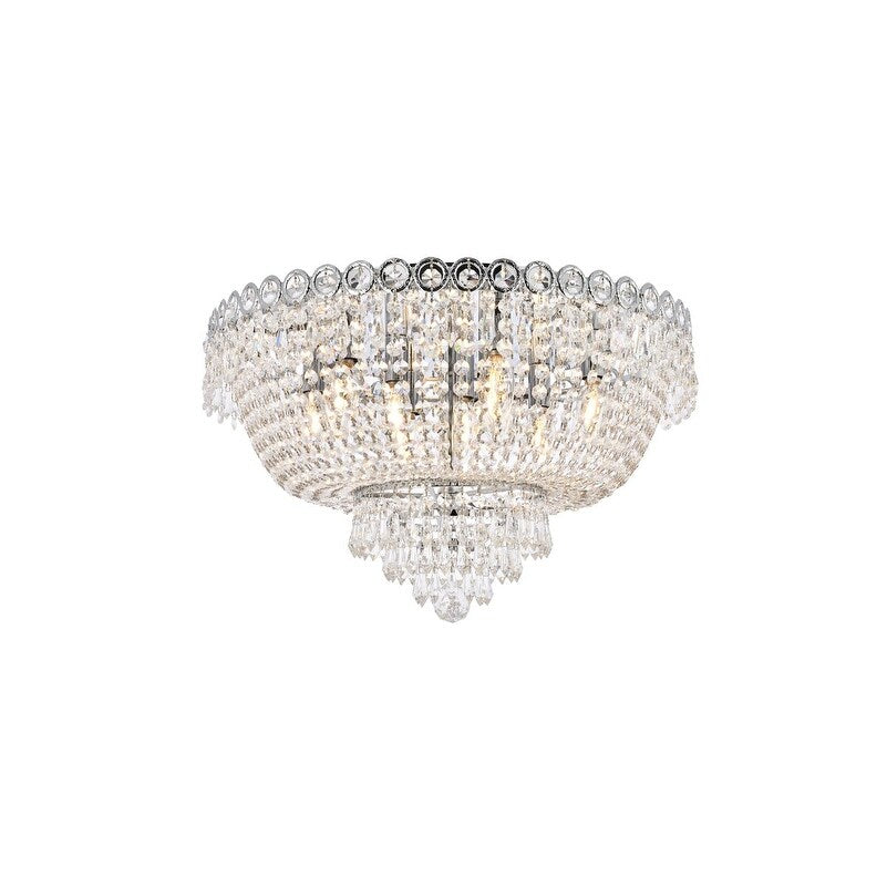 Century 9 light Chrome Flush Mount Clear Royal Cut Crystal - Exact Size