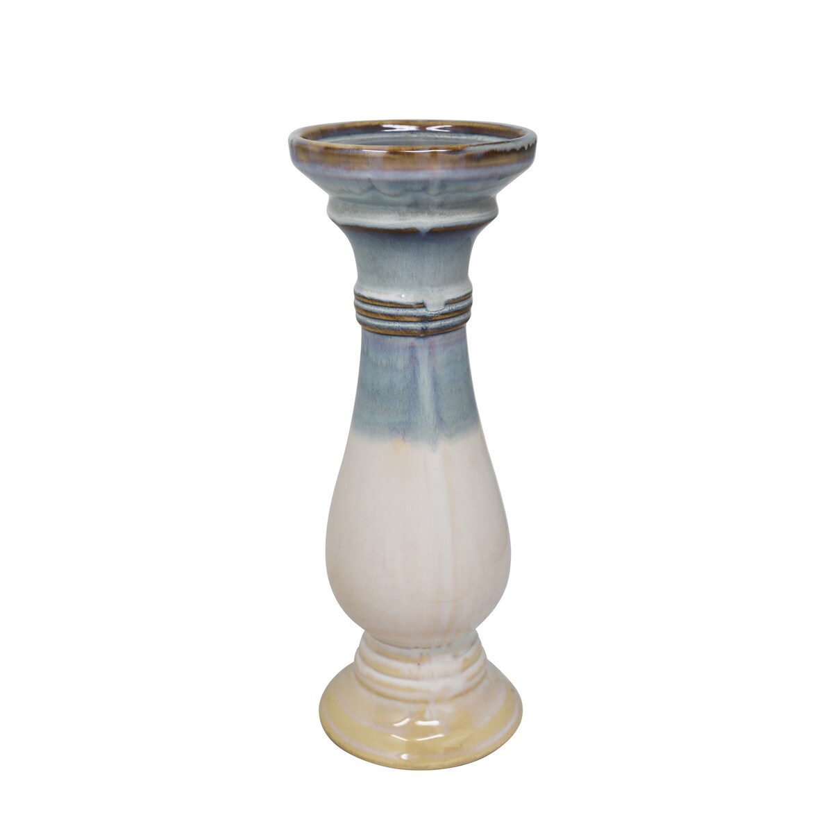 Ceramic 12" Candle Holder, Gray/White